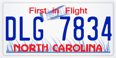 NC license plate DLG7834