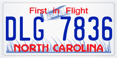 NC license plate DLG7836