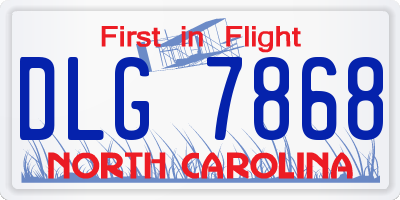 NC license plate DLG7868