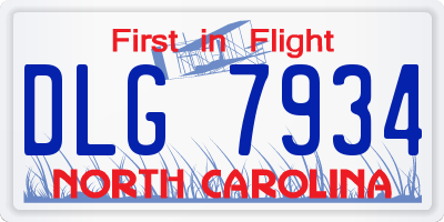 NC license plate DLG7934
