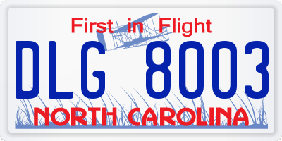 NC license plate DLG8003