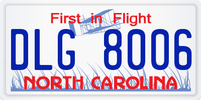 NC license plate DLG8006