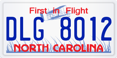 NC license plate DLG8012