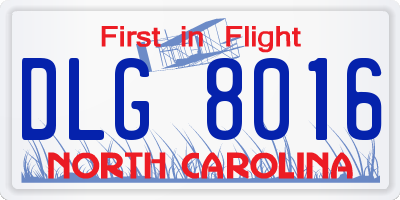 NC license plate DLG8016
