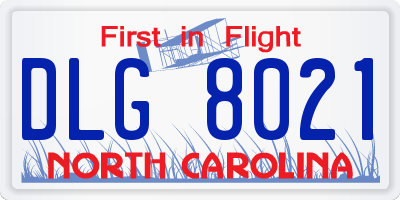 NC license plate DLG8021