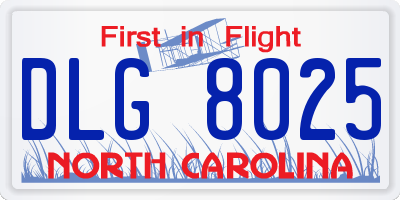 NC license plate DLG8025