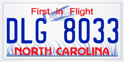 NC license plate DLG8033