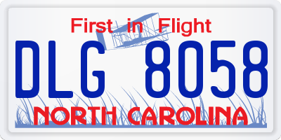 NC license plate DLG8058