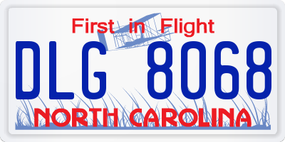 NC license plate DLG8068