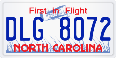 NC license plate DLG8072