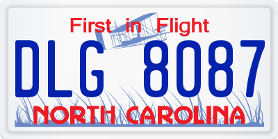 NC license plate DLG8087