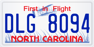NC license plate DLG8094