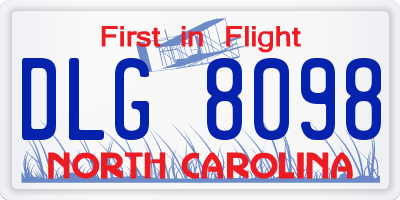 NC license plate DLG8098