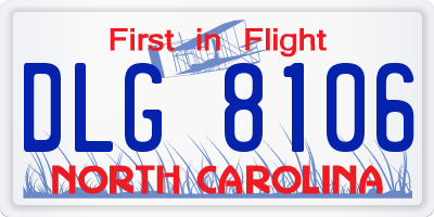 NC license plate DLG8106