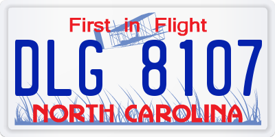 NC license plate DLG8107