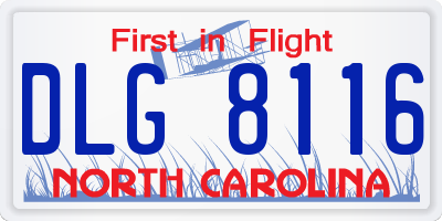 NC license plate DLG8116