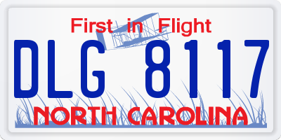 NC license plate DLG8117