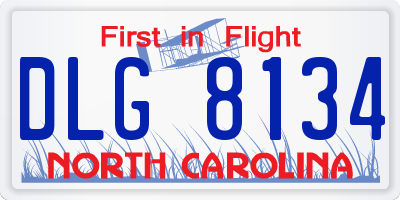 NC license plate DLG8134
