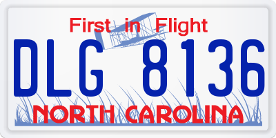 NC license plate DLG8136