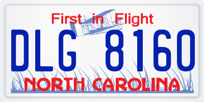 NC license plate DLG8160