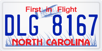 NC license plate DLG8167