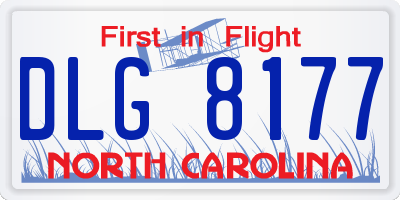NC license plate DLG8177