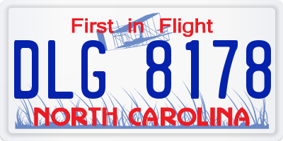 NC license plate DLG8178