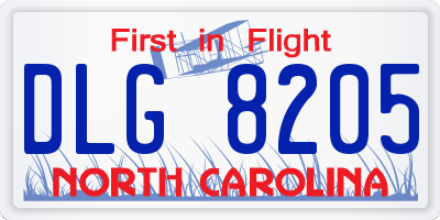 NC license plate DLG8205