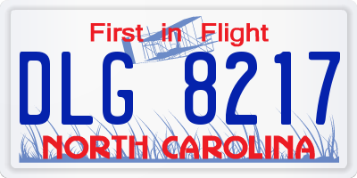 NC license plate DLG8217