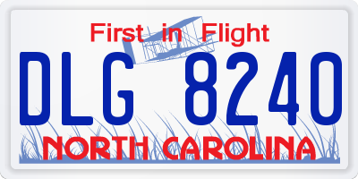 NC license plate DLG8240