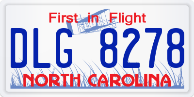 NC license plate DLG8278