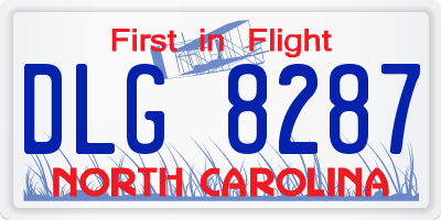 NC license plate DLG8287