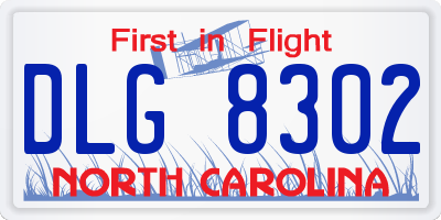 NC license plate DLG8302