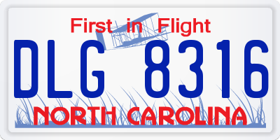NC license plate DLG8316