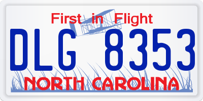 NC license plate DLG8353