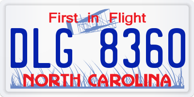 NC license plate DLG8360