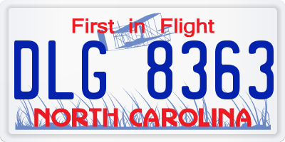 NC license plate DLG8363
