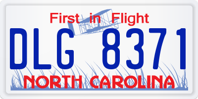 NC license plate DLG8371