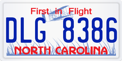 NC license plate DLG8386