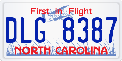 NC license plate DLG8387