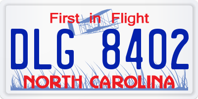 NC license plate DLG8402
