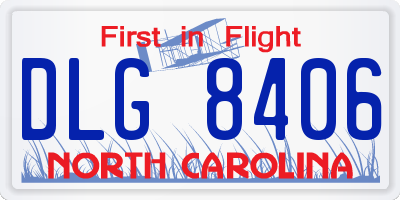 NC license plate DLG8406