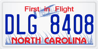 NC license plate DLG8408