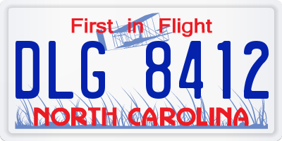 NC license plate DLG8412