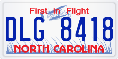 NC license plate DLG8418