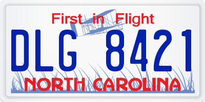 NC license plate DLG8421