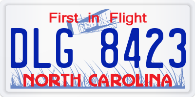NC license plate DLG8423