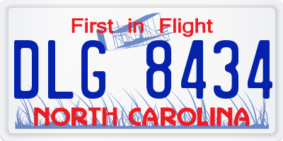 NC license plate DLG8434