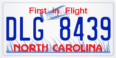 NC license plate DLG8439