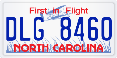 NC license plate DLG8460